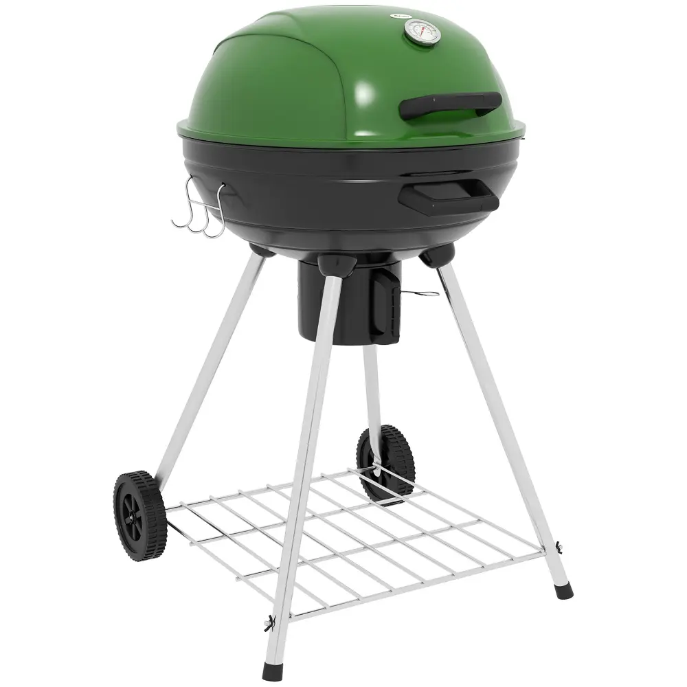 Outsunny 21 Inch Kettle Charcoal BBQ Grill Trolley 360 Sq. Cooking Area aosom business
