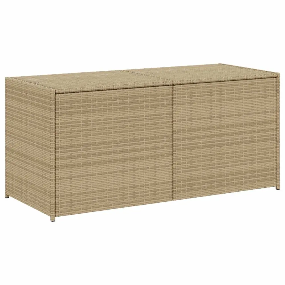 Garden Storage Box Mix Beige 74.8 Gallon Poly Rattan Large Capacity Organizer