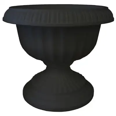 Bloem 14.8 x 17.8 Inch Black Plastic Grecian Urn Flower Pot Pack 6