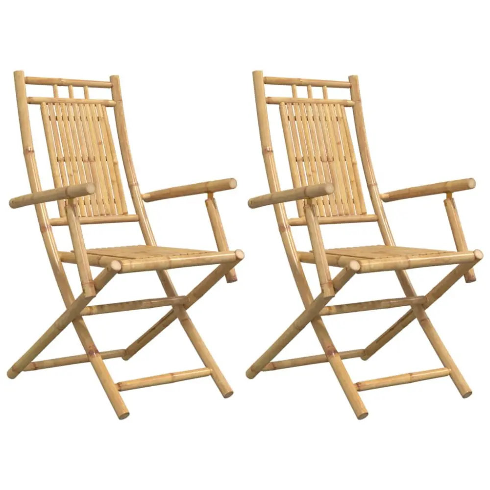 2 Pack Bamboo Folding Patio Chairs 20.9x26x39 Inches Lightweight Outdoor Seating