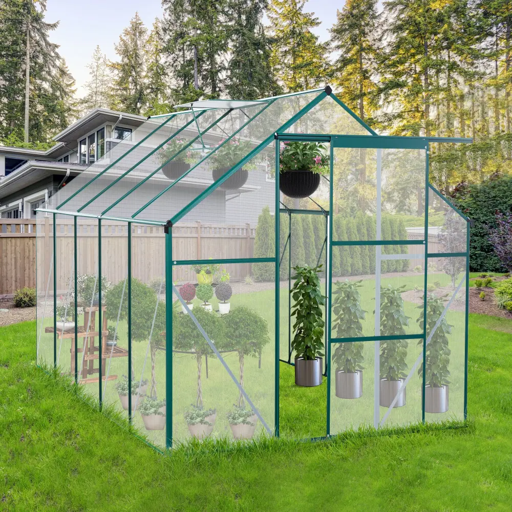 6x10 Feet Polycarbonate Greenhouse Raised Base and Heavy Metal Anchor w-540 wwc