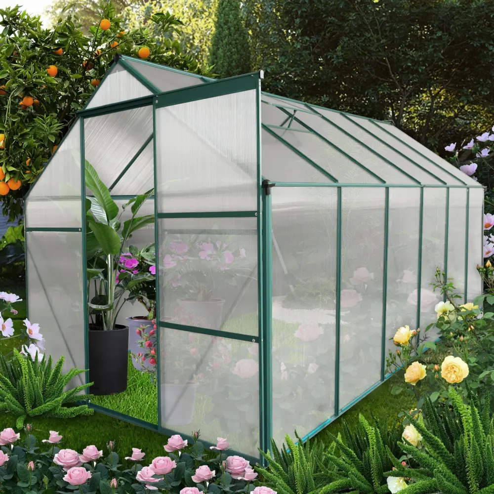 6X12 Ft Polycarbonate Greenhouse Raised Base And Anchor Heavy Duty Metal Frame w-540 wwc
