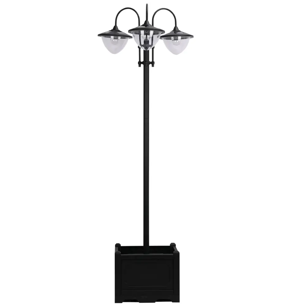 Outsunny 74.5 Inch 3 Head Solar Lamp Post Street Light Planter Automatic Sensor aosom business
