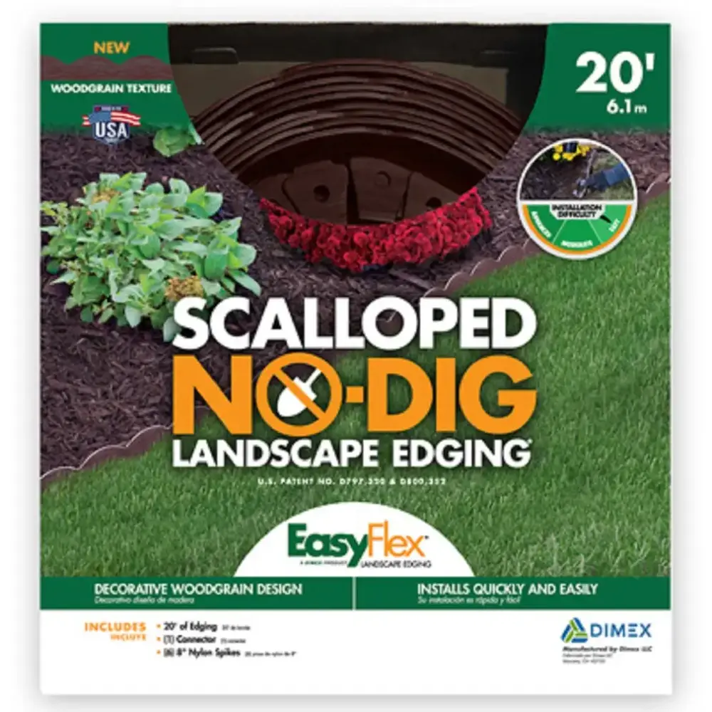 Dimex 3210BRE-20-3 EasyFlex No Dig Scallop Edging Kit Embossed Brown 20 Feet
