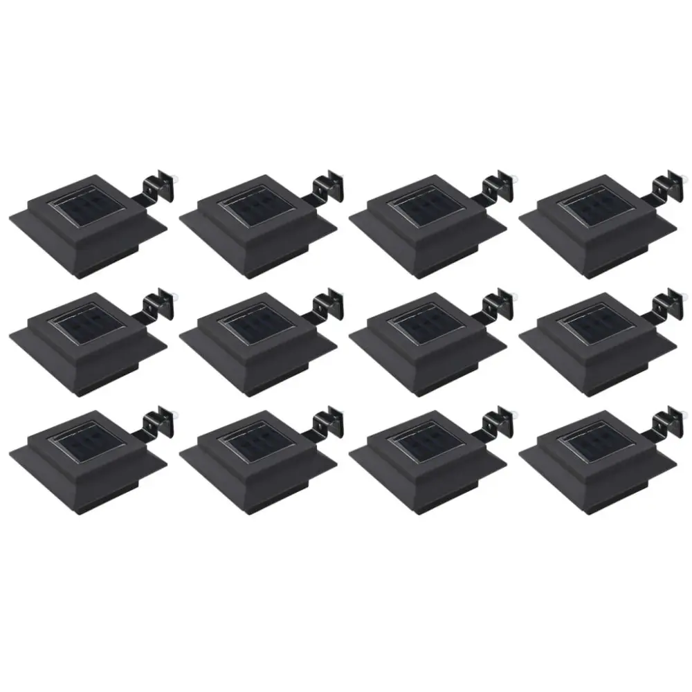 12 Pcs Black LED Square Outdoor Solar Lamps 4.7 Inches Landscape Lighting Set