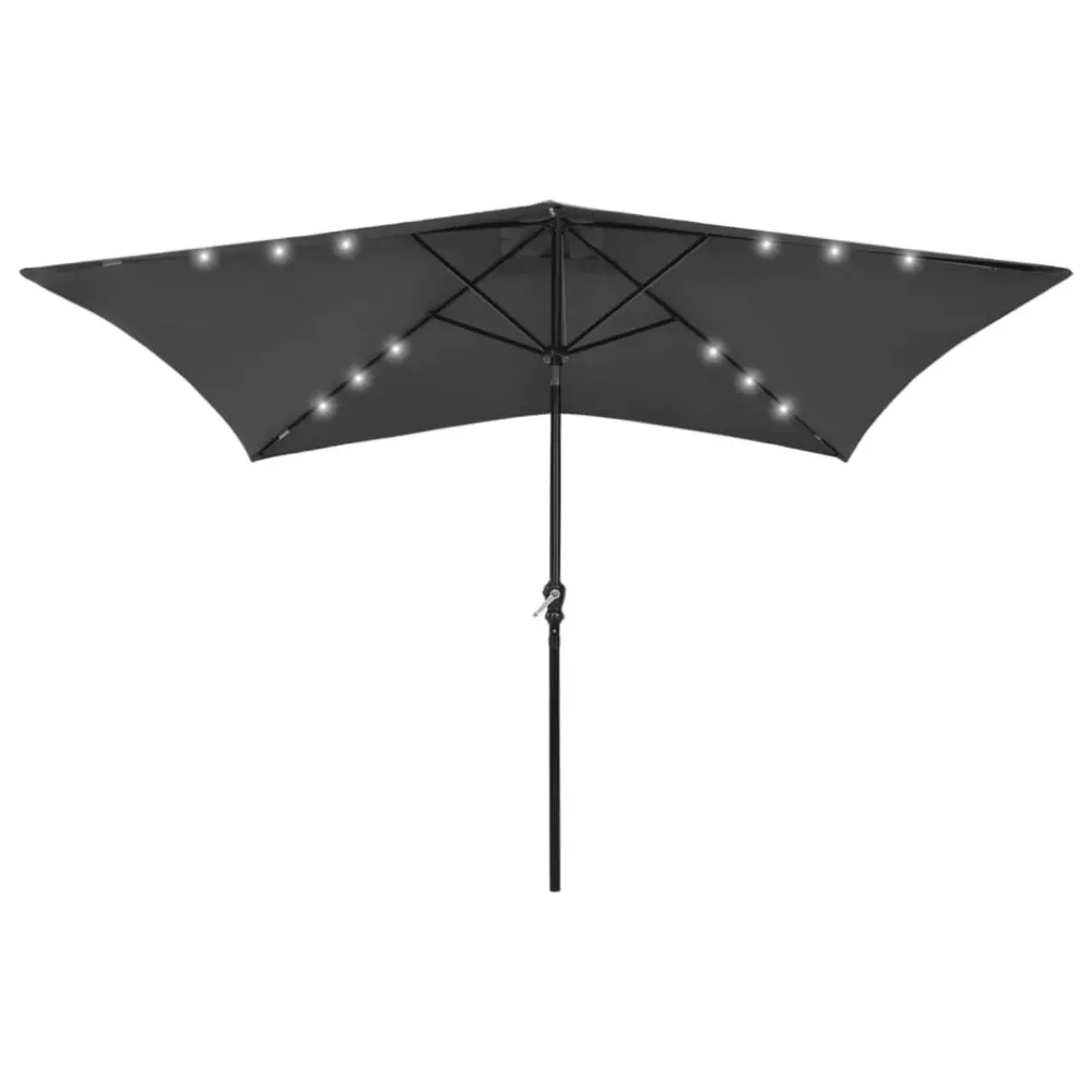 Garden Parasol LEDs and Steel Pole Anthracite 6.6x9.8 Feet Outdoor Umbrella