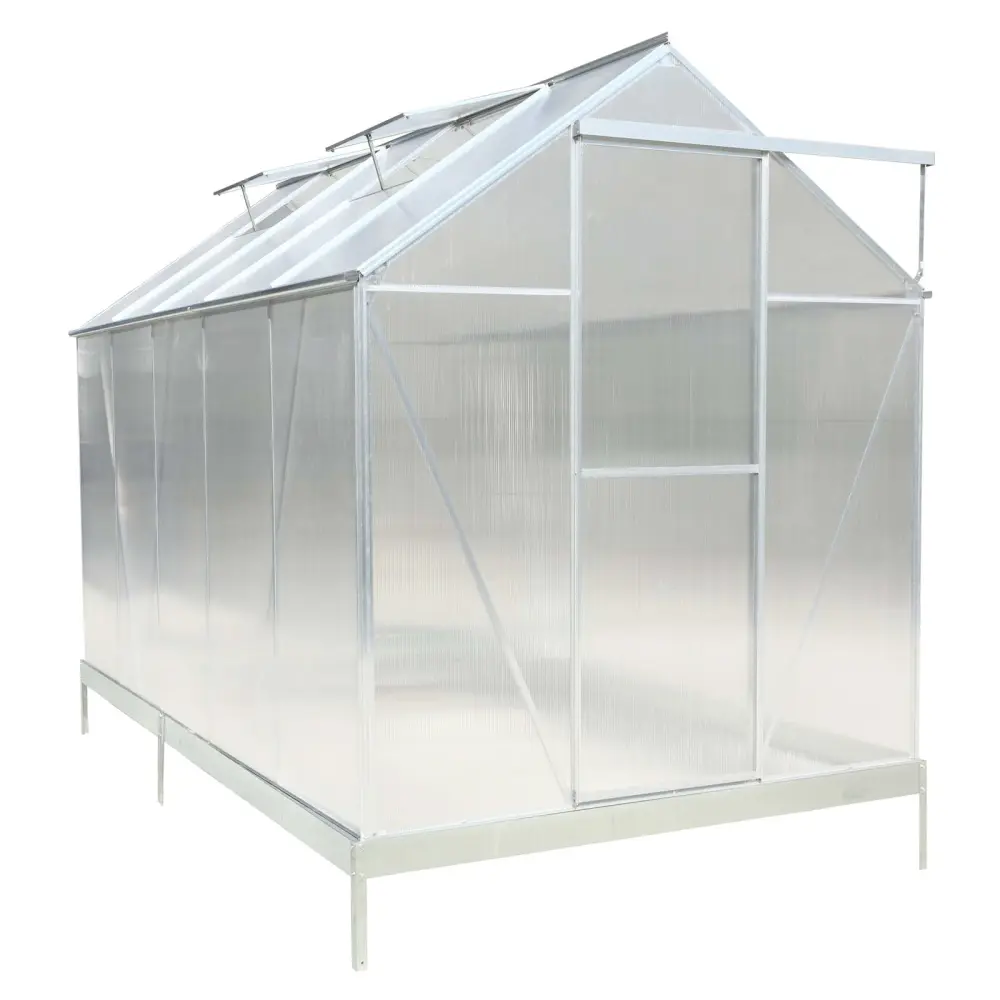 6.3 Ft X 10.2 Ft X 7 Ft Polycarbonate Greenhouse Heavy Duty Outdoor Metal Frame g-h