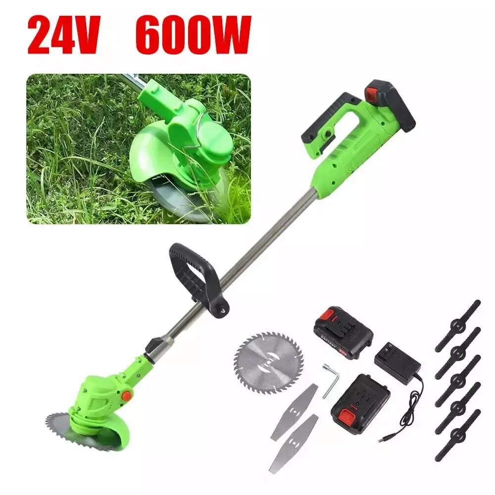 24V Cordless Electric Strimmer Grass Trimmer Weed Cutter Garden Edger +2 Battery TITSELF