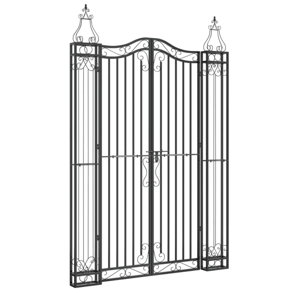 Tall Black Wrought Iron Garden Gate 47.6x3.1x70.9 Inches Privacy